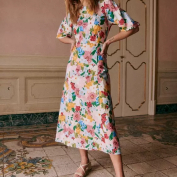 Sezane Jiana Dress Pastel Flowers Size